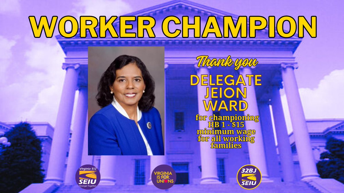 A very special THANK YOU to Delegate @JeionWard and all supporters of HB 1 for their tireless support in our effort to #RaiseTheWage #UnionsForAll