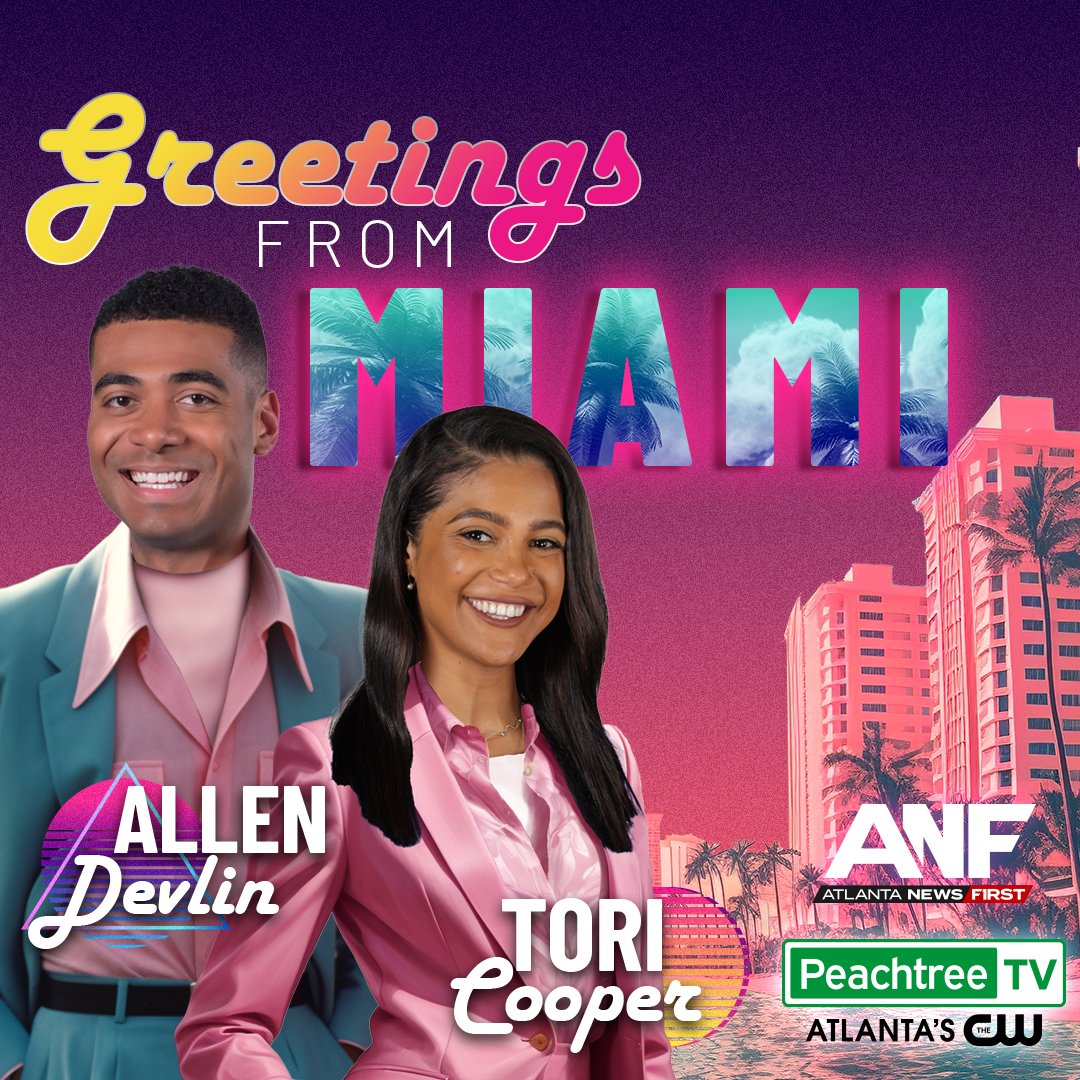 HELLO from MIAMI😎 Our Tori Cooper and Allen Devlin are on assignment in Miami for the Hawks vs. Heat game! Catch it exclusively on Atlanta News First and PeachtreeTV at 8 p.m. Friday 🏀