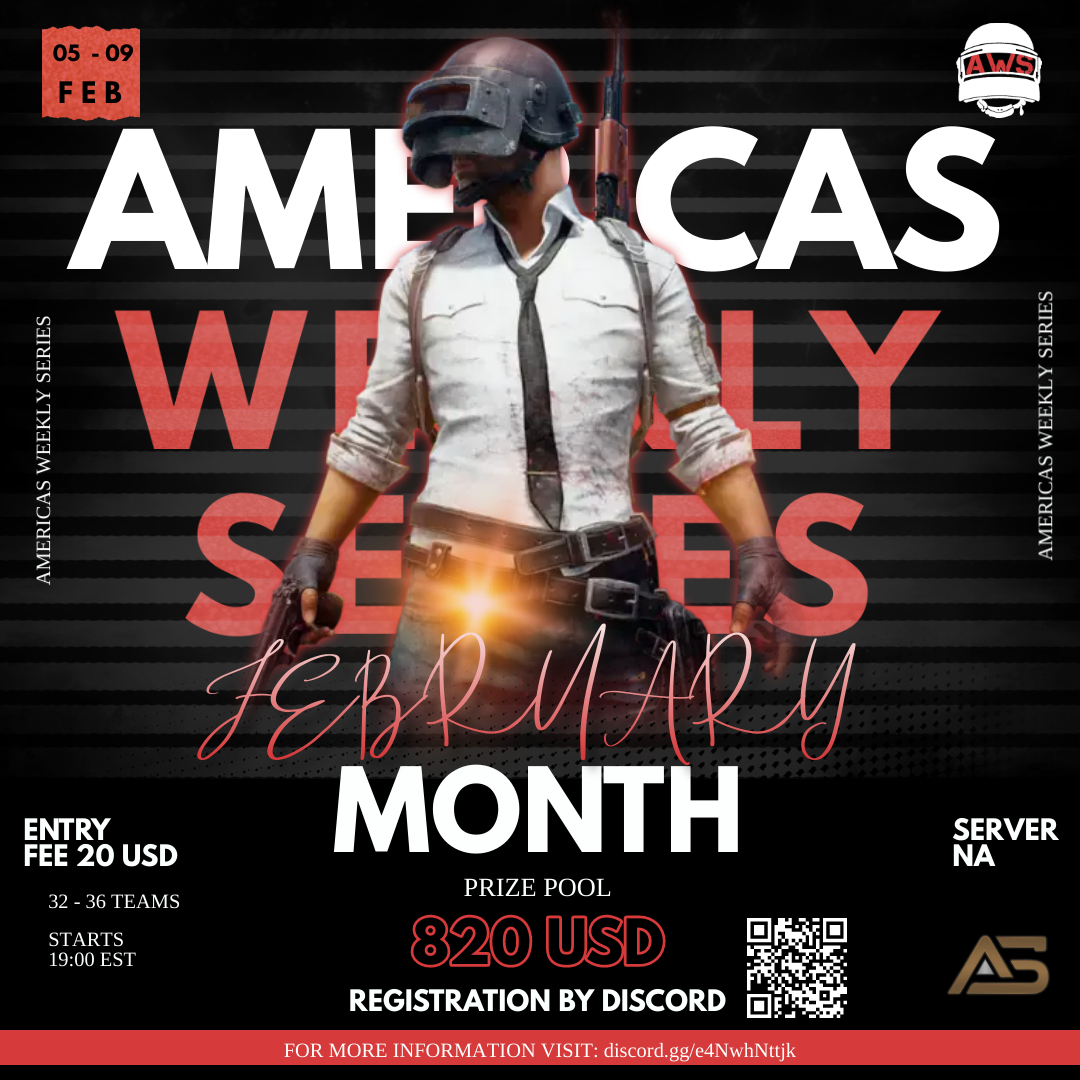 Este año #PUBG te dejará satisfecho de tantos torneos!!🔥🔥
Y para que tu equipo quede fino!!😌participa 
en el torneo de AMERICAS WEEKLY SERIES!!
Quedan pocos cupos!!💨
Transmisión por canal de nuestro amigo <a href="/smirzera/">SMIRZERA</a> 
<a href="/xennnnny/">xennny</a>