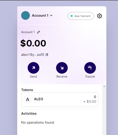 Aleo wallet

➯ Head to: leo.app
➯ Download wallet
➯ Create your wallet