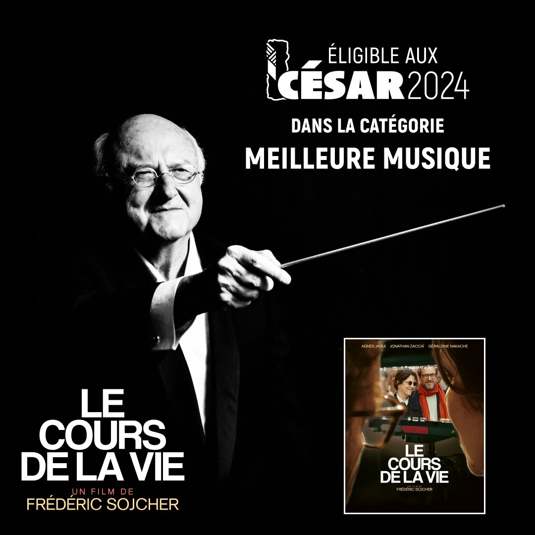 🎼Le légendaire compositeur #VladimirCosma peut concourir aux #Cesar2024 dans la catégorie « Meilleure Musique Originale » pour son travail sur #LeCoursDeLaVie de #FredericSojcher▶️bit.ly/César2024 @Les_Cesar @GeraldineNakach @LeCNC @Occitanie_films @GillesLyonCaen