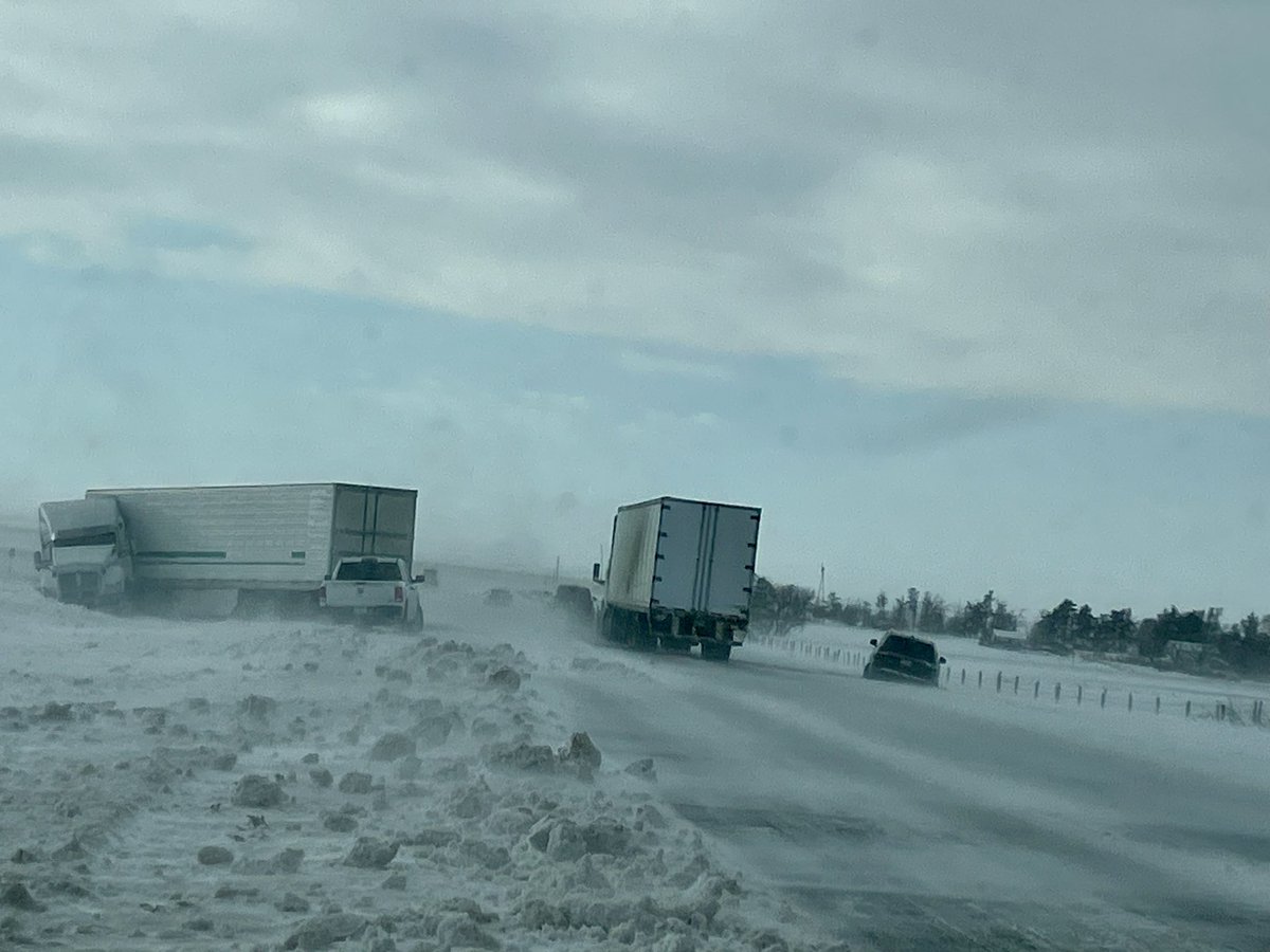 TrooperTodKHP's tweet photo. A look at I-70 in Trego County.  Very dangerous driving conditions!  #kswx https://t.co/Bzg6n34Njm