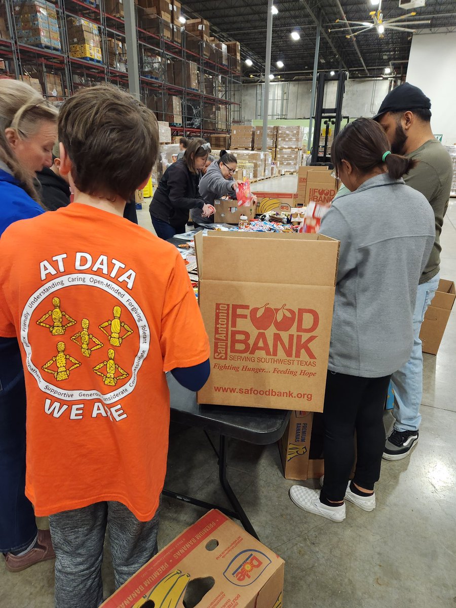 DATA showed up at the San Antonio Food Bank last night!!! 
Together we packed 336 boxes, containing 2688 snack bags for a total of 3050 lbs of food ready to be handed out to those in need! 
#DATAdoes
#theDATAway 
#SAFoodBank
@safoodbank
