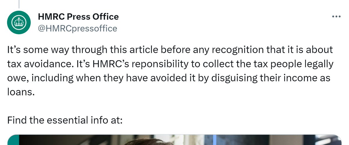 keithmgordon's tweet image. I have just seen this staggering tweet from HMRC (screenshot below in case the original is withdrawn).
It is indeed HMRC's responsibility to collect the tax people legally owe. But the loan charge seeks to collect that OTHER people owed. THAT IS WHY IT IS SO OFFENSIVE.