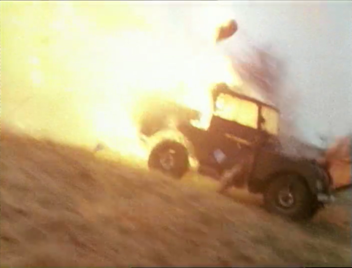 DWUDatabase's tweet photo. They actually blow up a jeep! Now that was a good sequence of practical effects. This final episode is my highlight of the story #DoctorWho #ClawsofAxos https://t.co/oT7cwnAvEd