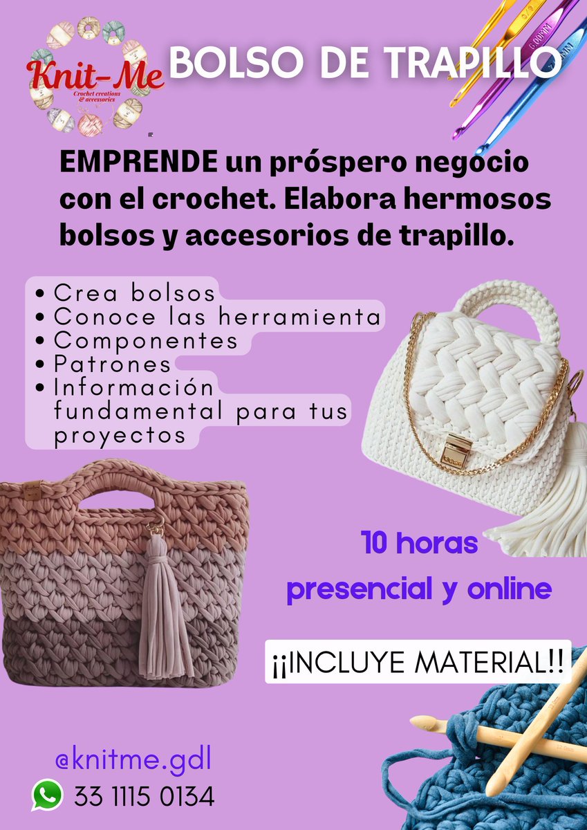 Taller presencial de bolso de trapillo

Aprende a realizar bolsos #coquette #DIY