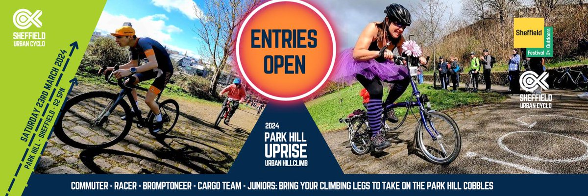 SheffUrbanCX (@sheffurbancx) on Twitter photo ENTRIES OPEN!! for the 2024 Park Hill Uprise, urban hillclimb in Sheffield <a href="/theoutdoorcity/">The Outdoor City</a>.
riderhq.com/events/p/tbyf9…
all entry fees (after set up) go to 2 local charities <a href="/RoundaboutSheff/">Roundabout</a> and <a href="/workltd/">WORK Ltd</a>
<a href="/SouthYorksMCA/">South Yorkshire Mayoral Combined Authority</a> <a href="/Ed_Clancy/">Ed Clancy OBE</a> <a href="/GiantSheffield/">Giant Sheffield</a> <a href="/DecathlonSheff/">Decathlon Sheffield</a> <a href="/BCYorkshire/">BC Yorkshire</a> ENTRIES OPEN!! for the 2024 Park Hill Uprise, urban hillclimb in Sheffield <a href="/theoutdoorcity/">The Outdoor City</a>.
riderhq.com/events/p/tbyf9…
all entry fees (after set up) go to 2 local charities <a href="/RoundaboutSheff/">Roundabout</a> and <a href="/workltd/">WORK Ltd</a>
<a href="/SouthYorksMCA/">South Yorkshire Mayoral Combined Authority</a> <a href="/Ed_Clancy/">Ed Clancy OBE</a> <a href="/GiantSheffield/">Giant Sheffield</a> <a href="/DecathlonSheff/">Decathlon Sheffield</a> <a href="/BCYorkshire/">BC Yorkshire</a>
