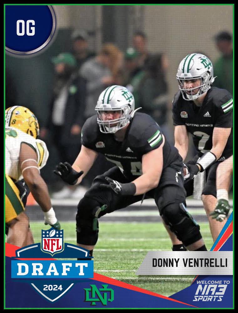 NA3Sports's tweet photo. Welcome to the NA3 Sports Family. We are excited to announce the signing of Donny Ventrelli for the 2024 NFL Draft Representation. University of North Dakota | Offensive Guard | Let’s get to work! @dtv_21 @JamesDurkin28 https://t.co/GjeJGx0P55