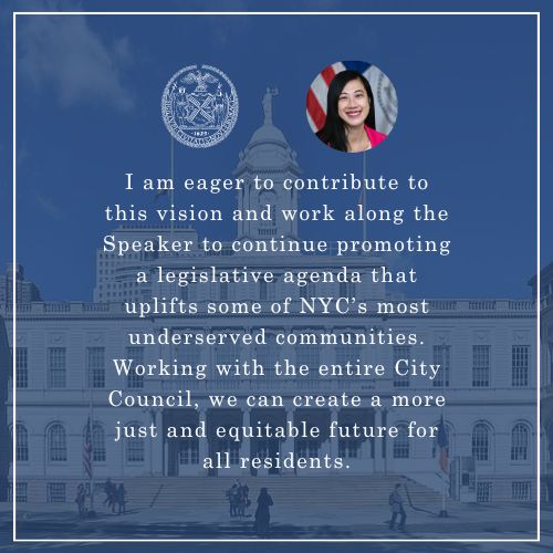 I'm excited to be one of eight Councilmembers <a href="/NYCSpeakerAdams/">Adrienne Adams</a> asked to join her on the City Council Leadership Team! I look forward to working with her and the rest of my colleagues in the <a href="/NYCCouncil/">New York City Council</a> to meet the challenges facing our city.