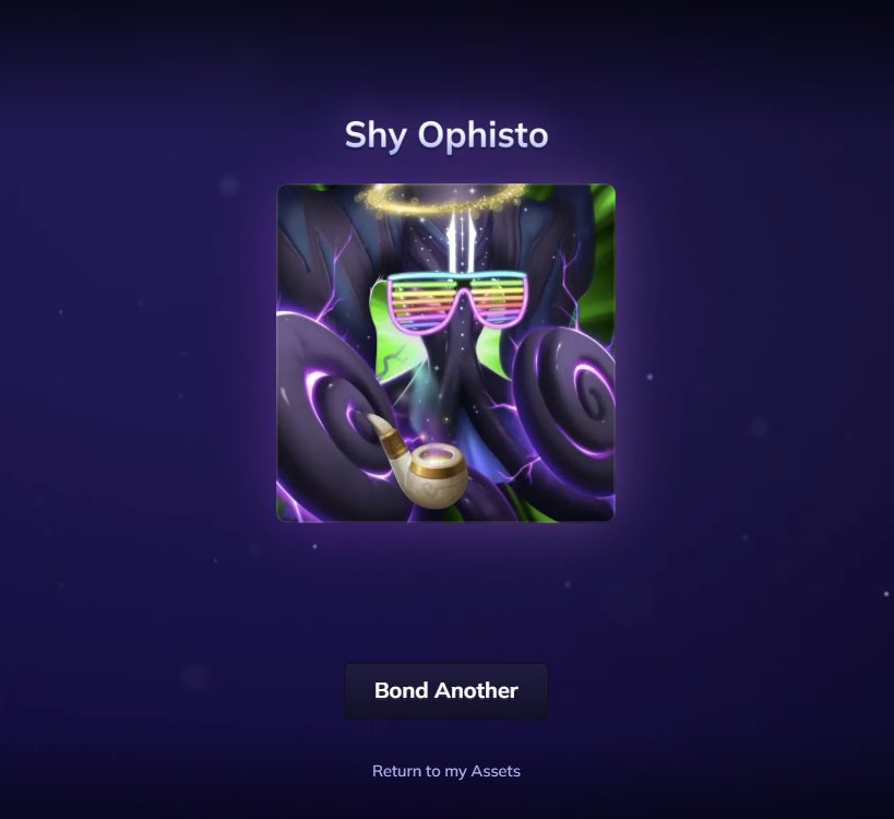 Bonded my Ophisto all max 20x accessories.Just waiting on one more and he will be maxed out!!!

<a href="/Executorz_X/">Executorz</a>  @X_Filow <a href="/illuviumio/">Illuvium</a> <a href="/KieranWarwick/">Kieran.eth</a> 

#illuvium #crypto #cryptocurrency #gaming #nft #nftart #art #playtoearn