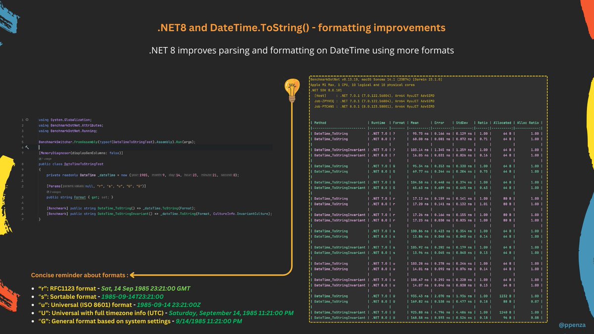 .NET 8 improves parsing and formatting on DateTime 

#dotnet #csharp #code