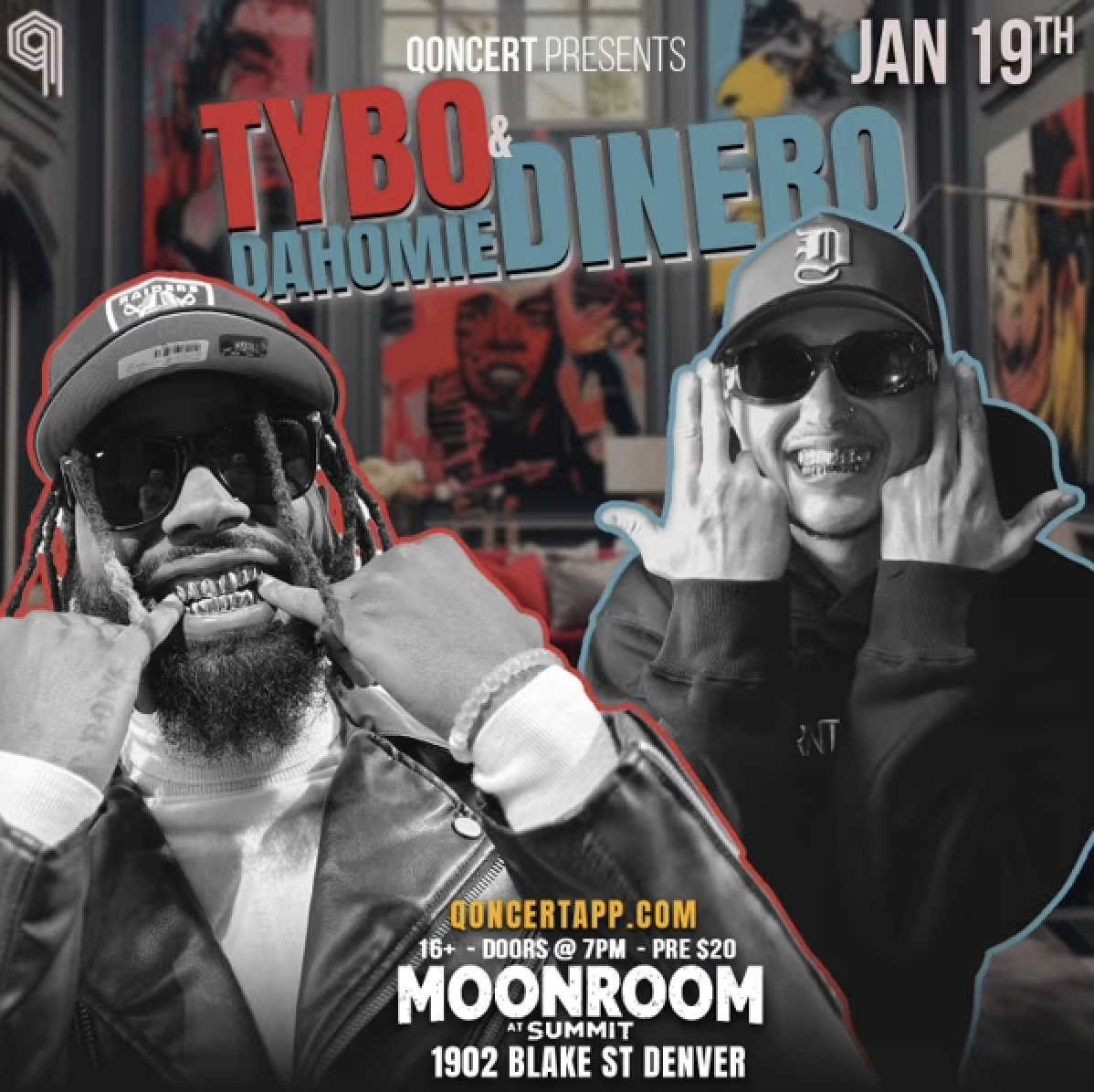 qoncertapp's tweet photo. It's going down this weekend with Tyb0 and @dahomieDINERO at the Moonroom... it's about to be lit! 🔥🔥🔥

#livemusic #coloradorapper #hiphop #rapper #music #concert #colorado #denver #rap https://t.co/qb7V2tOYVd