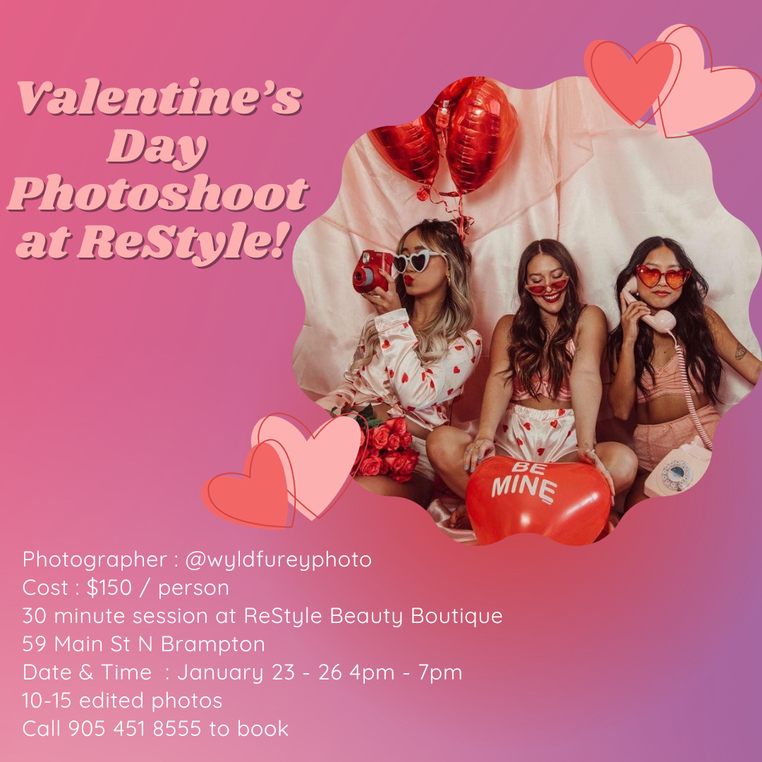 @beautyrestyle is excited to announce their Valentine’s Day Edition Boudoir Photoshoot w/ Shannon! You'll get 10-15 edited photos to get just in time for Valentine’s Day!💘

Cost: $150 / person; 30 min session

📍: 59 Main St 
⏰: Jan 23 - 26, 4 pm - 7 pm
📞: (905) 451-8555