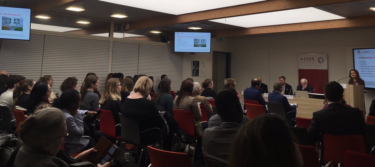 chpaulussen's tweet photo. Very interesting and well-attended #HILAC lecture tonight @TMCAsser on ‘Hate speech and incitement: International criminal and humanitarian law perspectives’, with @finaud8, @Ulad_Belavusau, Predrag Dojčinović & Fons Orie. @ACIL_UvA @RodeKruis @jamespsexton @univgroningen https://t.co/oLqr0g495S