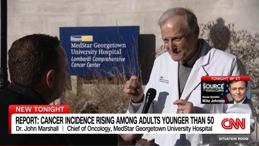 Cancer Incidence Rising Among Adults Younger Than 50. @marshalj23 discusses new research by @AmericanCancer on how Colorectal Cancer is driving this alarming trend. @CNN @BrianToddCNN Watch now: ms.spr.ly/6012iSLTE. @MedStarGUH @LombardiCancer