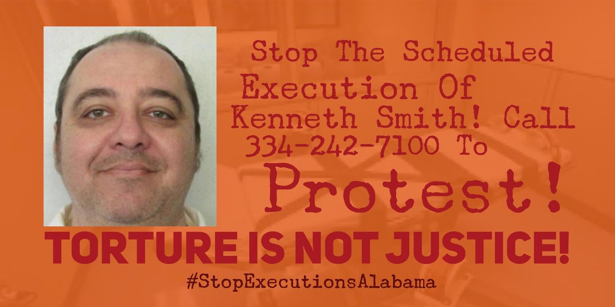 CALL TO ACTION! On January 25, the state of Alabama intends to execute #KennethSmith using a method never used before: nitrogen hypoxia. He will breathe pure nitrogen gas until suffocation. Pls tweet/call @GovernorKayIvey urge her to halt this madness! #StopExecutionsAlabama