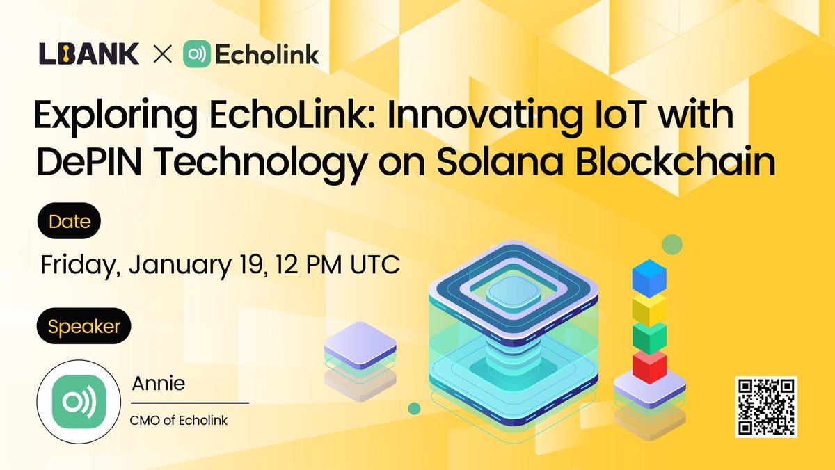 DevidJames92's tweet image. 📢Calling all crypto enthusiasts!  

🤝Join us for a special #XSpace hosted by @LBank_Exchange featuring @echolink_oracle  🗓️ on January 19th, ⏰12:00 PM UTC! ️ Annie (@annie_echolink), CMO of @echolink_oracle, will be dropping knowledge bombs  Don't miss this! 

#LBankIEO