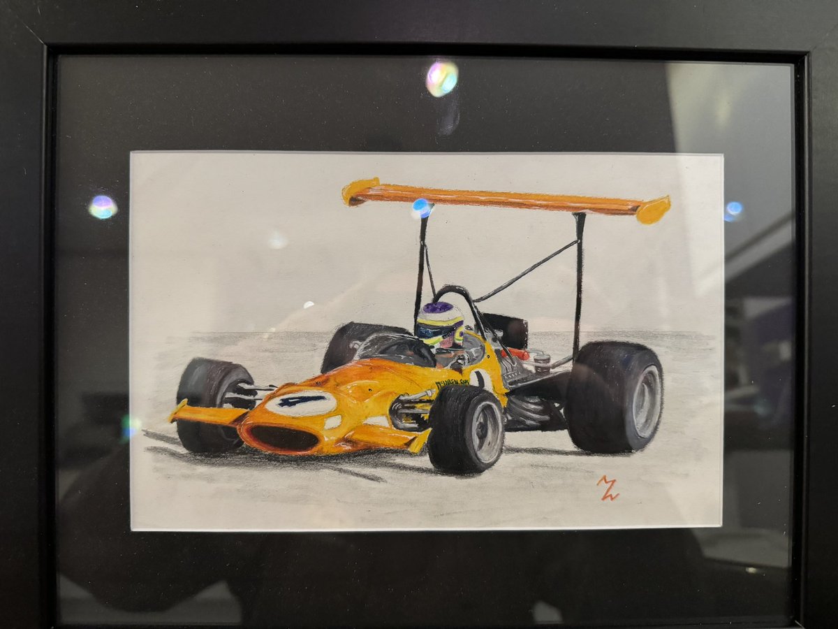 Wow! I just received an amazing hand drawn picture of me driving the McLaren M7C at Sonoma raceway, drawn by @mmegan_wweiss what an incredible gift, thank you so much @McLarenF1 @piersthynne 💪🏿🏎️🏎️🙏🙏