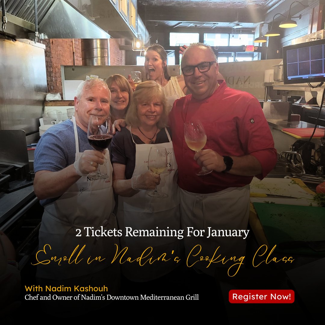 NadimsCom's tweet photo. Only two tickets remaining for January's cooking class on the 27th! Don't miss out as our next closest availability is in April.

Order online:
https://t.co/wFekXQrQIv

#springfieldma #nadimsdowntown https://t.co/eLy8FYhOib