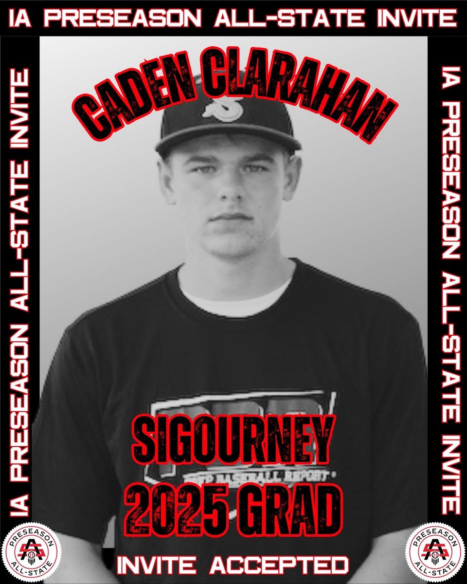 𝟐𝟎𝟐𝟒 𝐈𝐀 𝐏𝐫𝐞𝐬𝐞𝐚𝐬𝐨𝐧 𝐀𝐥𝐥-𝐒𝐭𝐚𝐭𝐞

Caden Clarahan  ➡️ 𝘐𝘯𝘷𝘪𝘵𝘦 𝘈𝘤𝘤𝘦𝘱𝘵𝘦𝘥

✖️: <a href="/CadenClarahan/">Caden Clarahan</a>
⚾: C
🎓: 2025
📚: <a href="/SigBaseball/">Sigourney Baseball</a>

#IAPreseasonAS24

👤: loom.ly/WSbK5_o