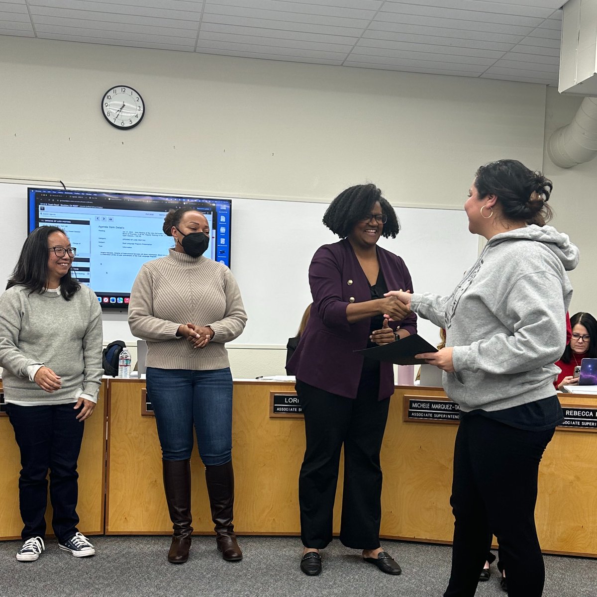 LUSDTweets's tweet photo. The Board of Trustees is celebrating 10 years of our Dual Language Program! Last night, our Board honored the #DualLanguage teachers at John R. Williams and Sierra Middle School. Many students also received certificates to recognize their progress and achievements! https://t.co/388FCQZlFV