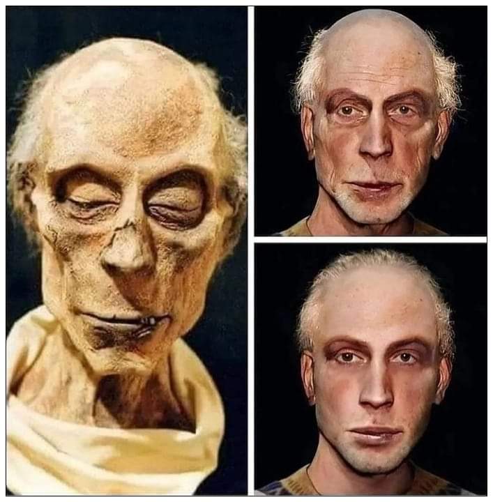Face Reconstruction of Ramses II, based on the Pharoah's Mummy.

Ramesses II, also known as Ramesses the Great, left a profound impact on ancient Egyptian architecture and culture. 

Ramesses II commissioned numerous monumental building projects, including grand temples and