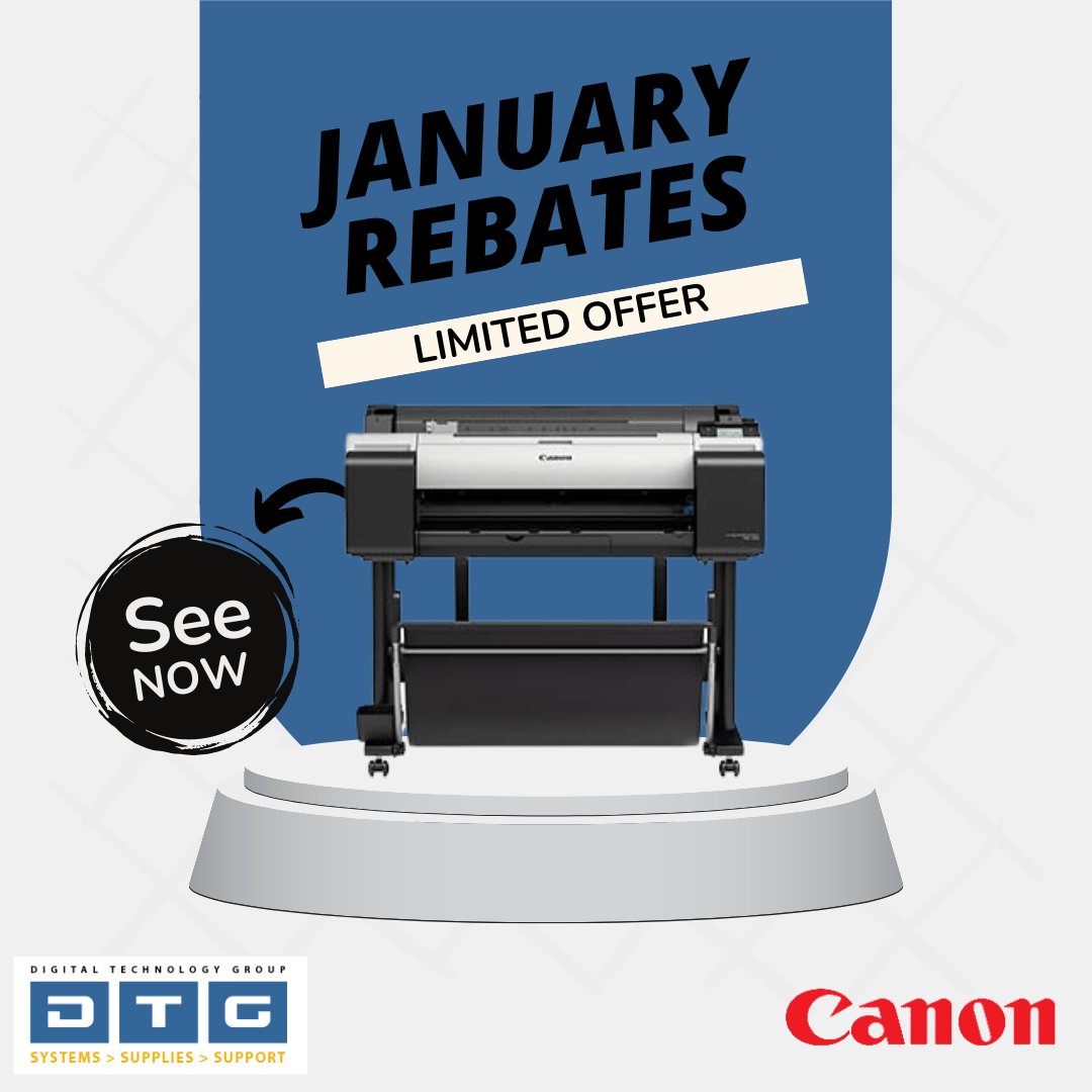 dtgweb's tweet photo. Elevate your creativity with Canon's January rebates at DTG! Unlock exclusive savings on top-tier printers. Don't miss this chance to upgrade your printing game. Contact us today and turn your visions into reality! https://t.co/wCm7c8CMHR https://t.co/HqONhBAklv