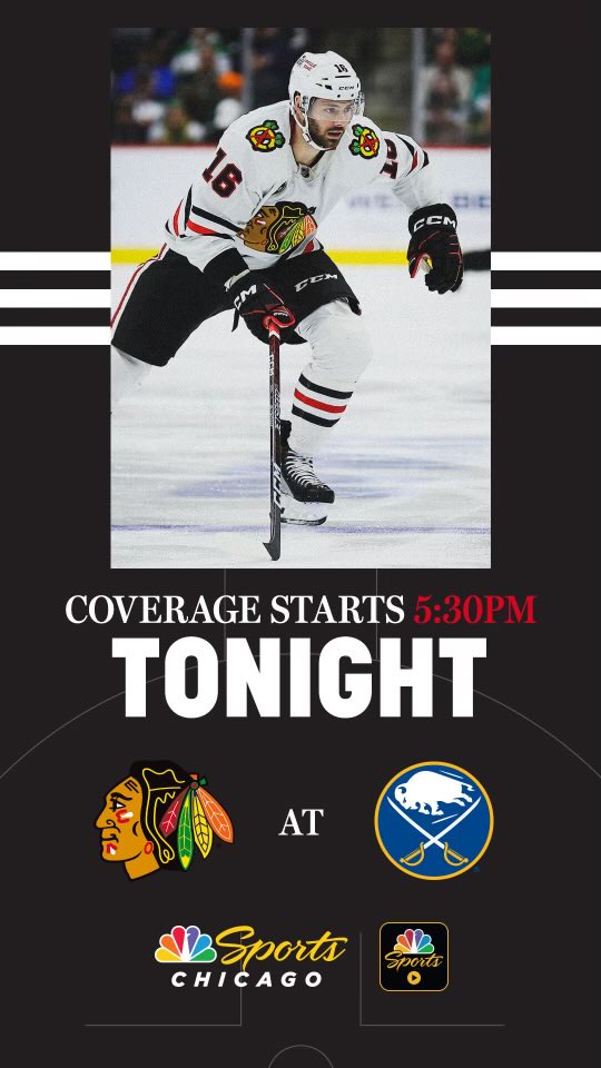 I am looking forward to the Hawks and Sabres tonight and joining @BoyleNBCS @CaleyChelios and @CRoumeliotis on Pre Game Live at 5:30. @Panger40 & @brendanmburke will be on the broadcast!