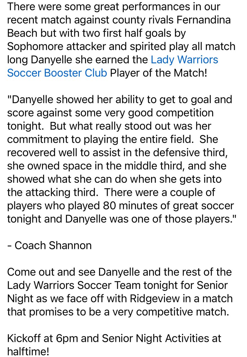 WNHS Lady Warriors Soccer (@wnhsgirlssoccer) on Twitter photo <a href="/danyelle_bell3/">Danyelle</a> is a legit threat to score anytime she’s on the pitch but it’s her willingness to play hard in every third on the field that makes her so valuable! <a href="/UncommittedUTR/">Under The Radar 𝕏</a> <a href="/TopPreps/">SPORTS NEWS, VIDEOS, GRAPHICS, EXPOSURE & MORE</a> @SoccerMomInt <a href="/danyelle_bell3/">Danyelle</a> is a legit threat to score anytime she’s on the pitch but it’s her willingness to play hard in every third on the field that makes her so valuable! <a href="/UncommittedUTR/">Under The Radar 𝕏</a> <a href="/TopPreps/">SPORTS NEWS, VIDEOS, GRAPHICS, EXPOSURE & MORE</a> @SoccerMomInt