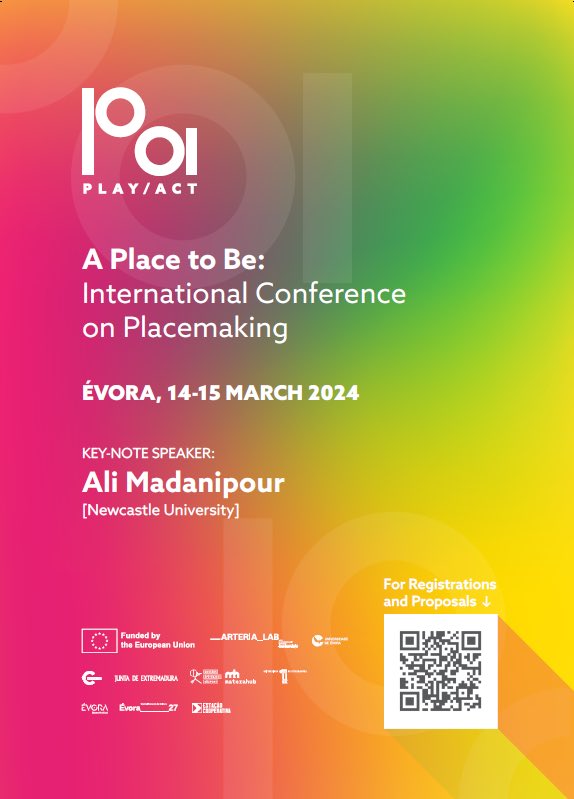 🔈We are pleased to announce the conference A Place to Be

📅Evora, Portugal, on 14 and 15 March. 

✅A Place to Be is an international conference organised as part of Erasmus+ project PLAY/ACT

information and to register
playact.eu/international-…

#SharingPlacemakingExperiences