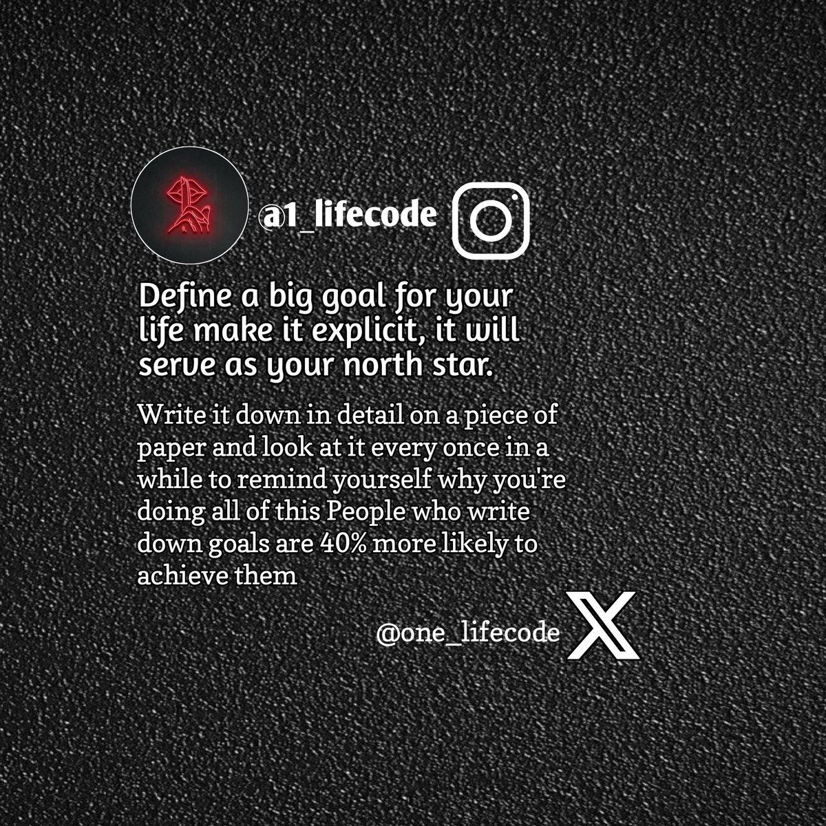 one_lifecode's tweet image. Define a big goal for your life make it explicit, it will serve as your north star.