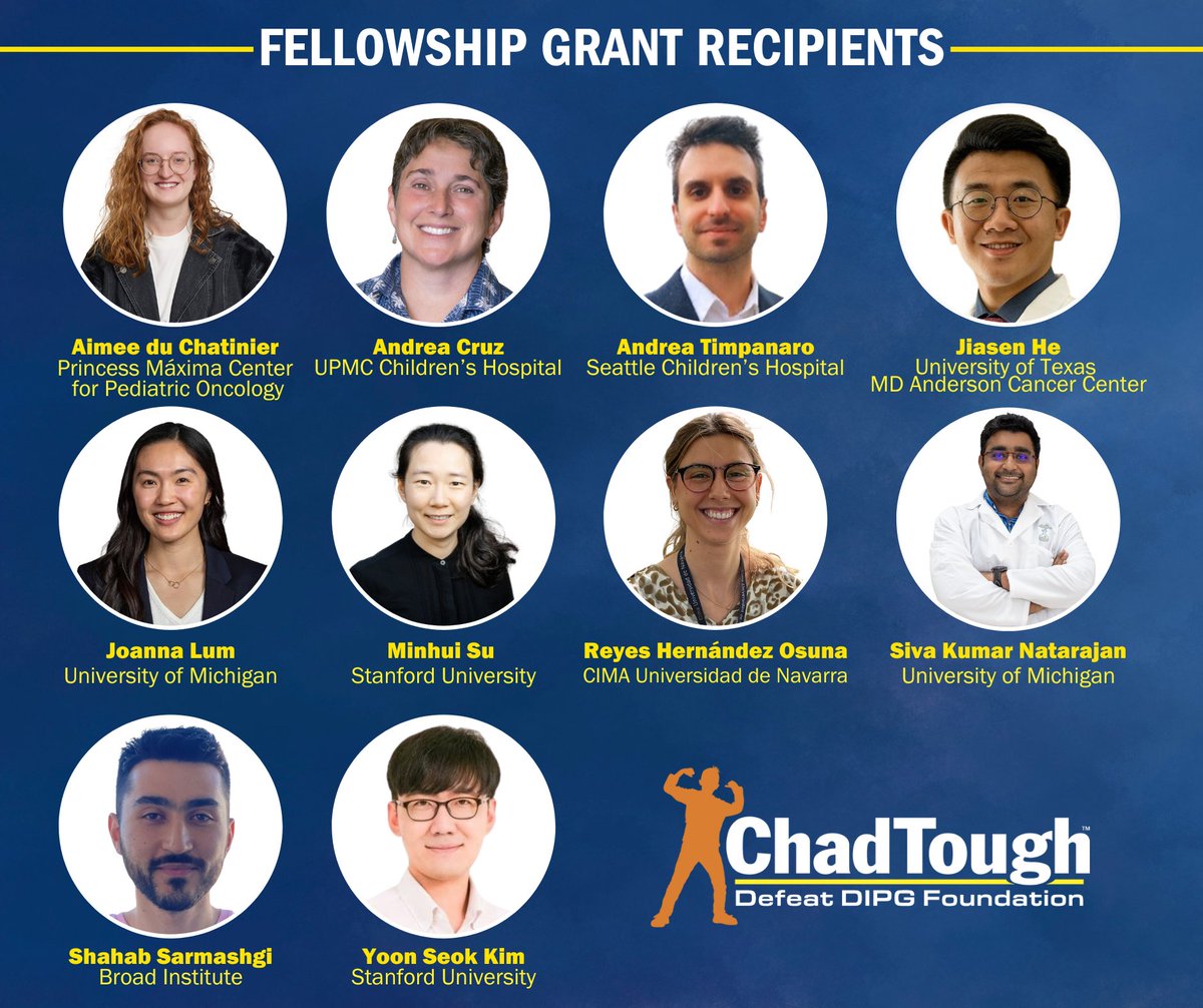 We are thrilled to announce we are funding 10 new Fellowships to continue our commitment to develop the next generation of leaders in DIPG research.

Learn more here: chadtough.org/chadtough-defe…

#DIPGResearch #DefeatDIPG #ChadTough