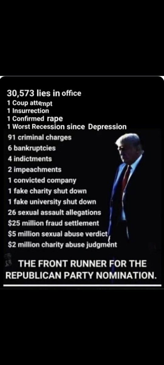 Melanie86862076's tweet image. He's not our president. He is a former president. Donald Trump is a con man and a criminal. He is a traitor to her country.