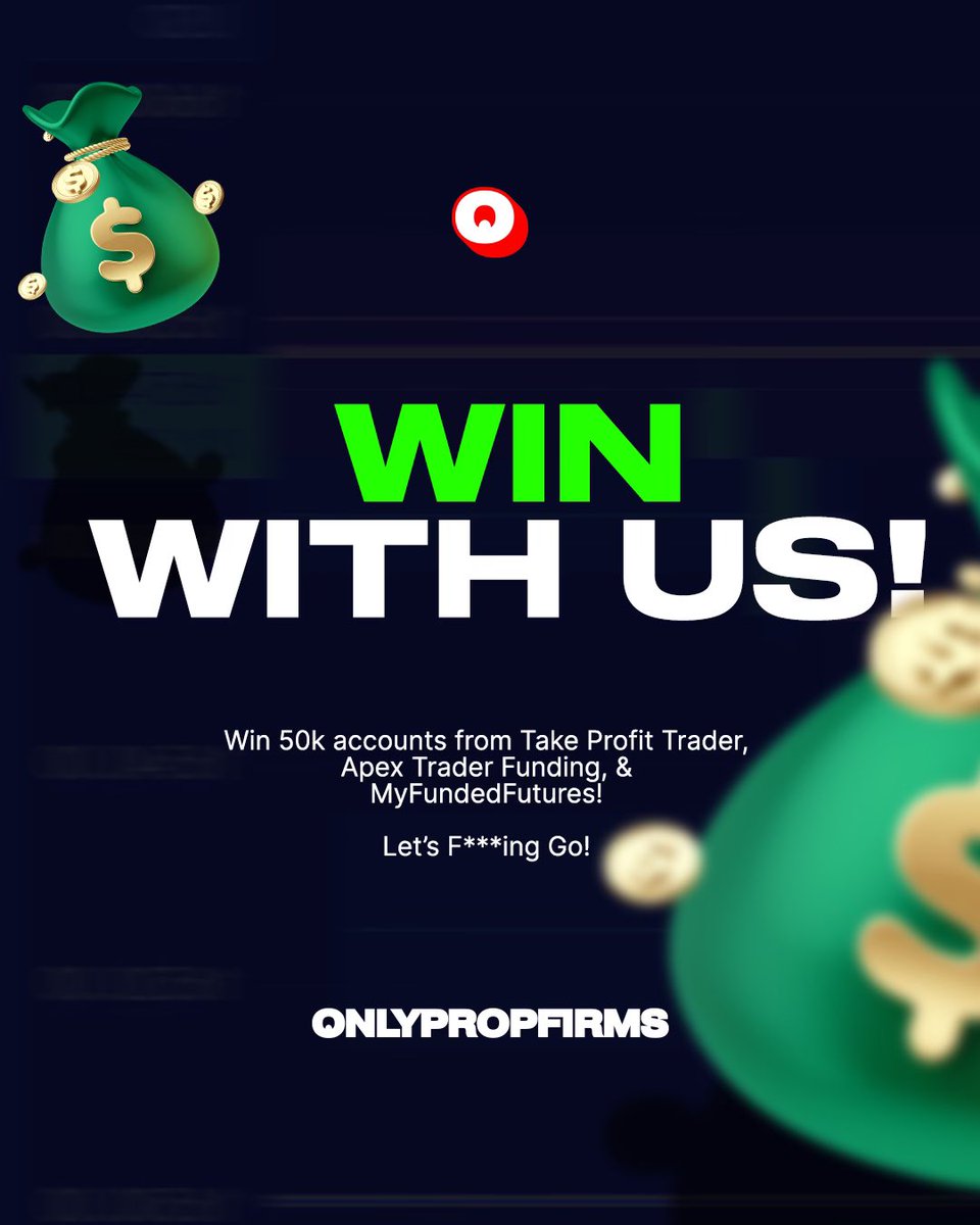 onlypropfirms's tweet photo. GIVING AWAY 3 $50K accounts to one lucky Follower! 

1 account from @ApexTradeFund @MyFundedFutures @takeprofittradr 

Follow @onlypropfirms 
Retweet
Comment “3X THE FUN” 

#propfirms #giveaway #futures https://t.co/ji7oBVBW6C