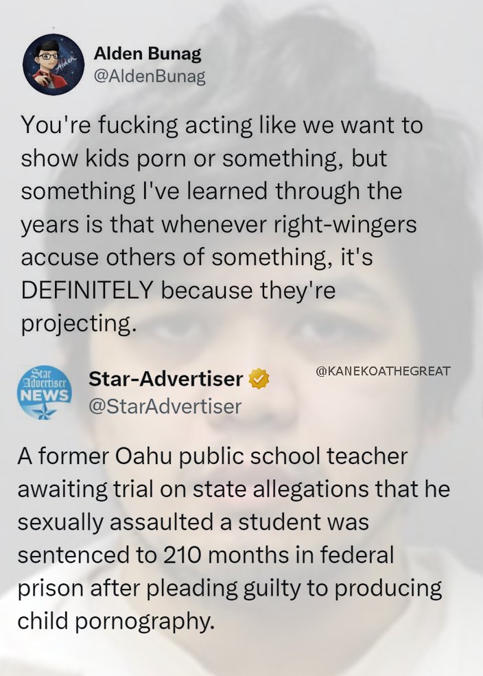 BREAKING: Former Hawaii teacher, Alden Bunag, was sentenced to 17 years in federal prison for making child porn. Bunag was very upset with 'right-wingers' on X popularizing the term 'groomers.' Prosecutors said he taped repeated sexual activity with a 13-year-old student in a…