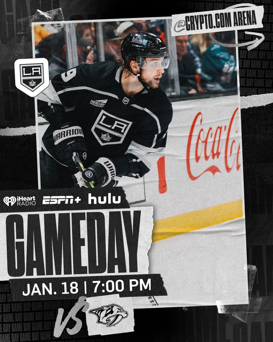 LAKings's tweet photo. Long time, no see @cryptocomarena 👋
🏒 Nashville Predators
⏰ 7:00 PM tune in
📺 @ESPNPlus / @hulu
🎧 LA Kings Audio Network on @iHeartRadio
🎟️ https://t.co/eIHpu4KGuh
🎁 Rally Towels pres. by @Custodio_Dubey (First 10K)
#GoKingsGo https://t.co/WBtkEiZRoE