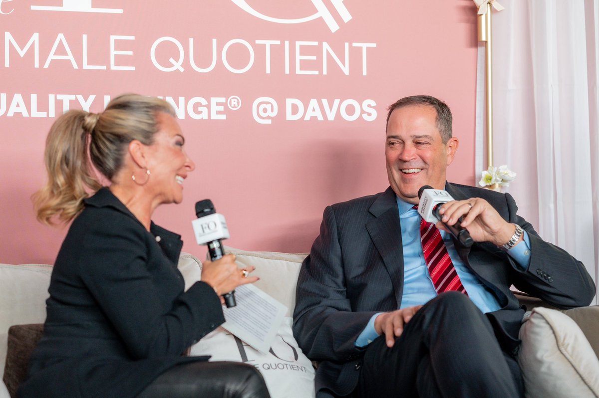ChuckRobbins's tweet photo. Appreciated the opportunity to sit down with @ShelleyZalis, CEO of @femalequotient, for a great conversation about the implications of generative AI on technology, society and equality! #WEF24 https://t.co/gL289UeLiu https://t.co/tREvy5OtFr