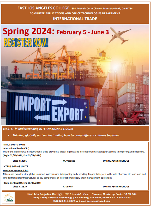 elaccaot's tweet photo. Enroll in CAOT courses for the Spring 2024 semester. Computer Applications, Logistics, and Int'l. Bus. are popular career choices that are trending in today's job market. Don't miss out and start your career path today. Read these flyers. https://t.co/Ivw2SGuEl6
