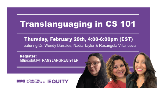 CCrawfordTech's tweet photo. Trans what? #TransLANGUAGING! 🙌Thanks to https://t.co/9kxehURdC6 we're ensuring that kids can bring their whole selves to the Comp Sci class. Join @CSforAllNYC to complete strategic, inclusive lessons for multi-lingual learners. Register today at  https://t.co/EV0zNBogLu  ⬅️ https://t.co/p1DVzOG2sv
