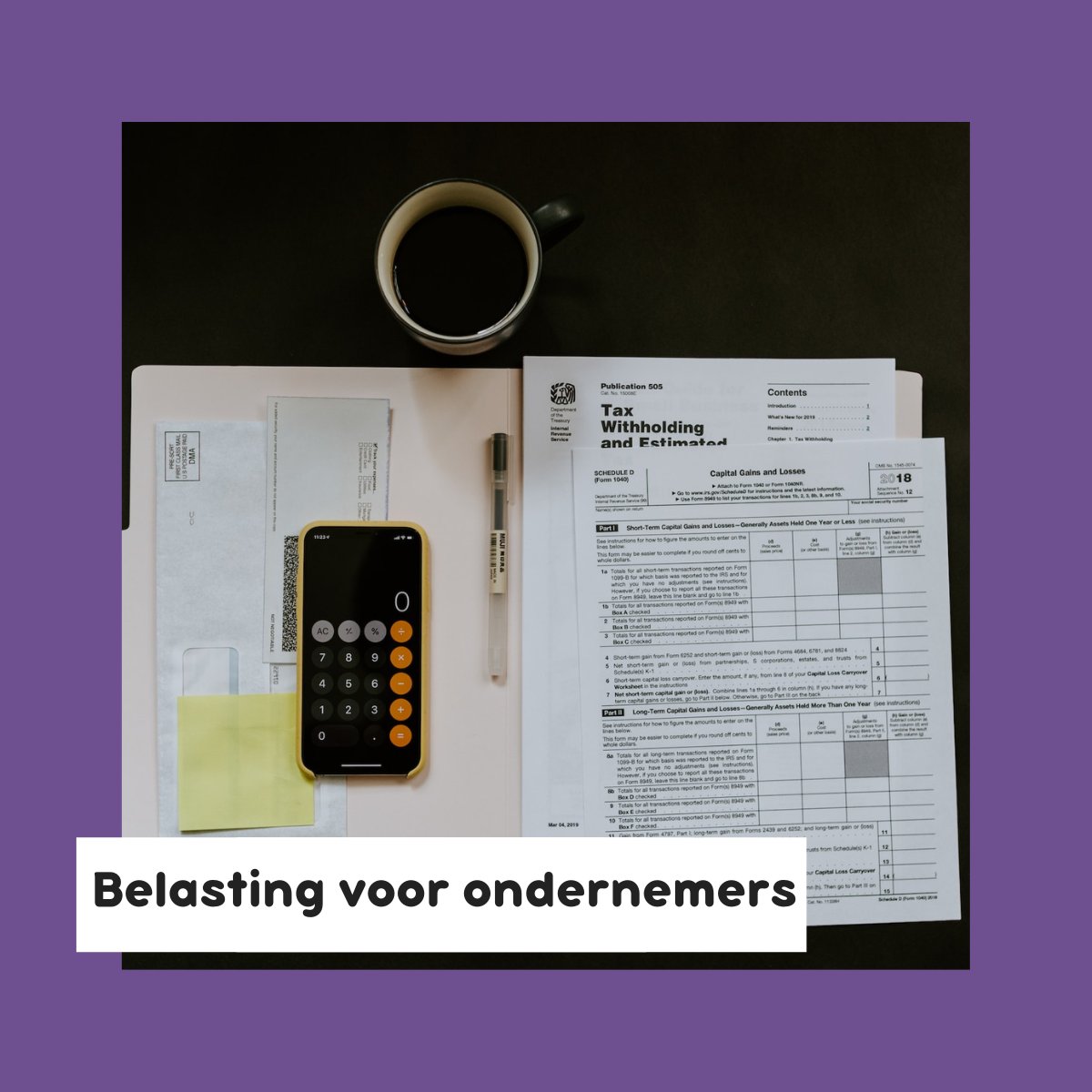 Belasting voor ondernemers

Met welke belastingen moet je rekening houden als startend ondernemer?🖊️
Zorg voor een goede administratie zodat je de volgende kosten op tijd betaald:

Inkomstenbelasting
Omzetbelasting (btw)
Premie Volksverzekering
Bijdrage Zorgverzekeringswet