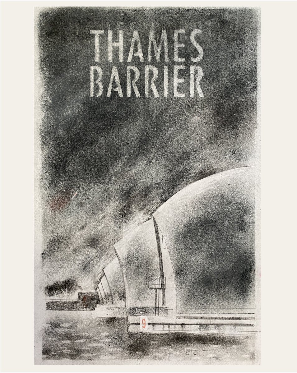 THE THAMES BARRIER Charcoal, chalk, pencil and crayon on cartridge. #thamesbarrier #thamesbarrierpark #riverthames #thamespath #newproject #charcoaldrawing #charcoalart