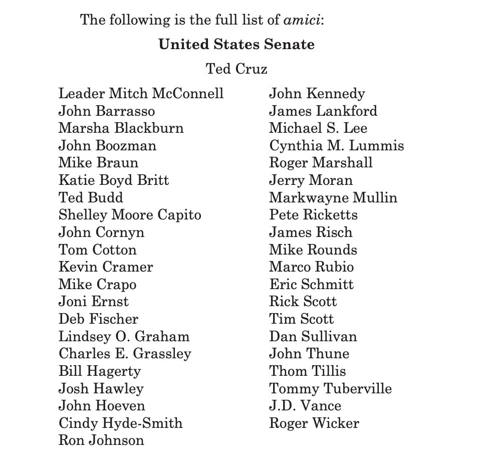 JUST IN: 46 Senate Republicans — including Mitch McConnell -- have signed onto a Supreme Court brief supporting Trump's effort to remain on the 2024 ballot. The brief, notably, casts doubt on whether Trump bears responsibility for the Capitol violence. supremecourt.gov/DocketPDF/23/2…