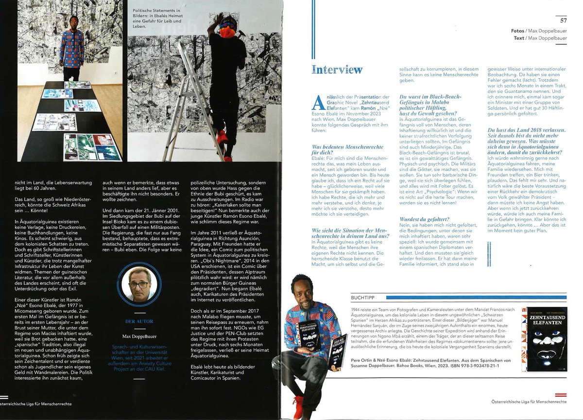 Max Doppelbauer in der neuen Liga über «Zehntausend Elefanten» samt Interview mit Zeichner Ramón Nze Esono Ebalé.

Link zum Buch:
bahoebooks.net/buch/zehntause…