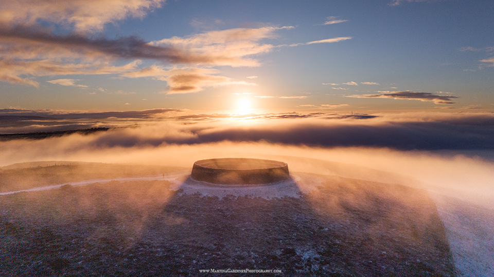 Above the fog with a nice dusting of snow - Sunrise at Grianan of Aileach was very otherworldly #Inishowen #Donegal #snow