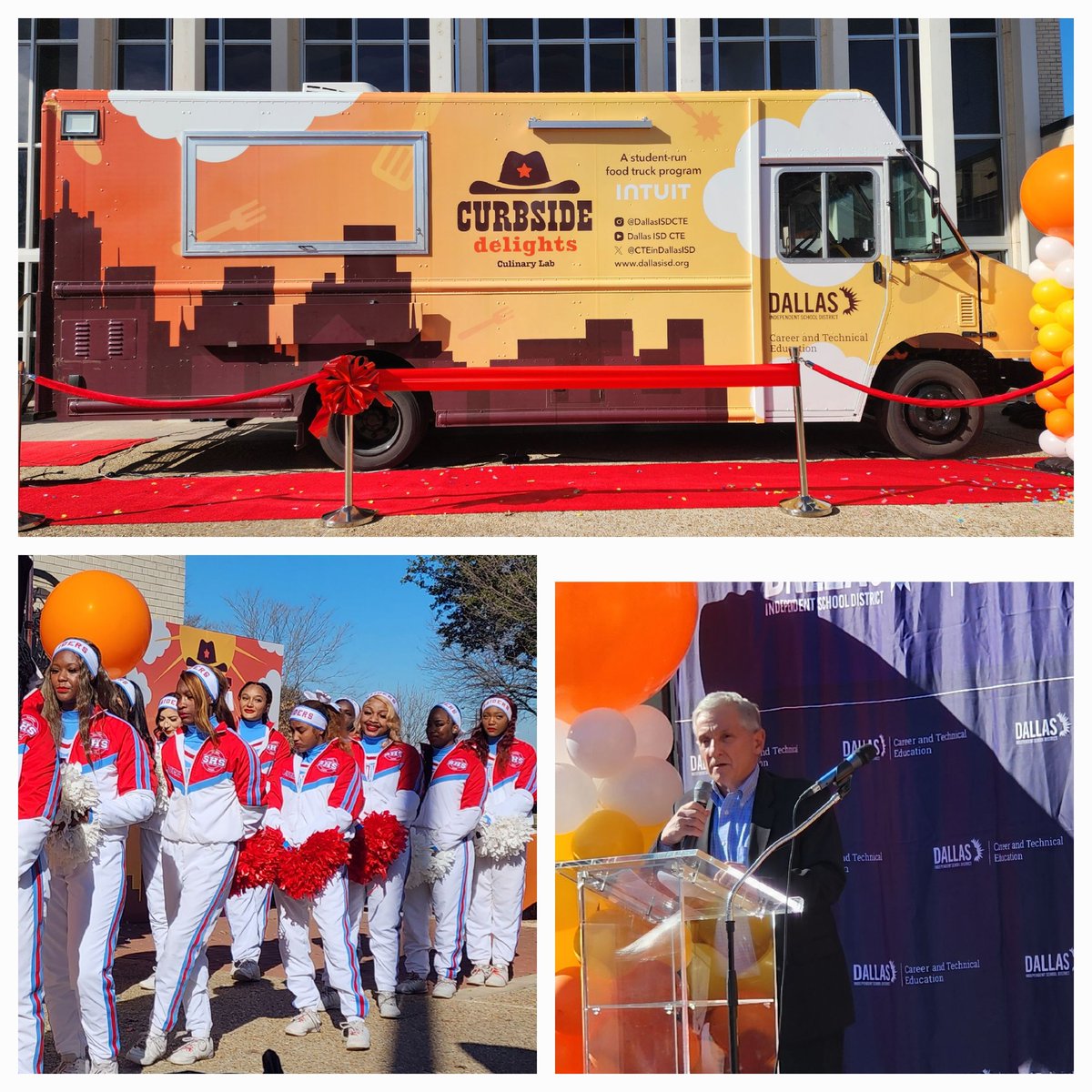 Excited to unveil @dallasschools first ever student-run food truck being managed by @Skyline_Raiders @MolinaHigh @BryanAdamsHS students. Thank you @DanforDISD and @TrusteeHenry for all the support! @DallasISDSupt @DrBrianLusk @TiffanyHuitt1 @CTEinDallasISD