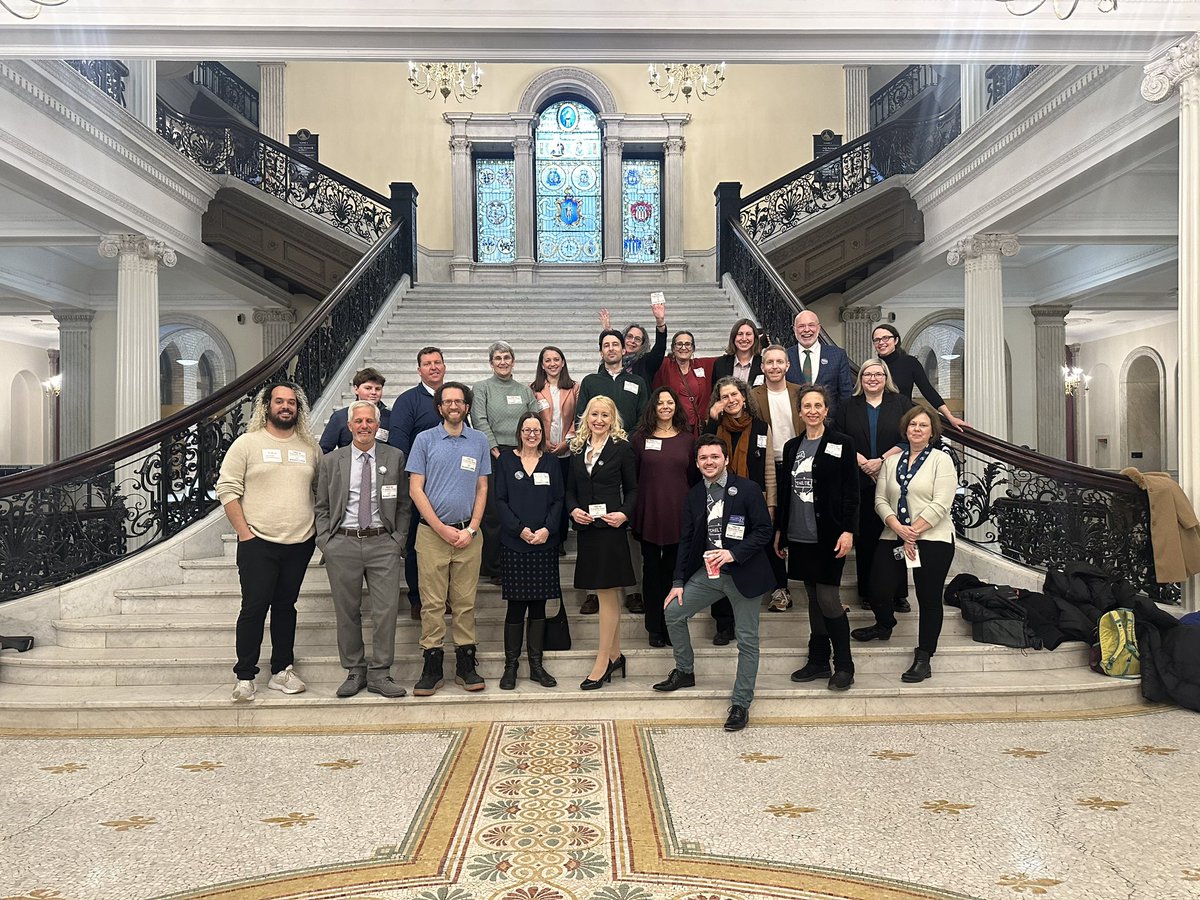 A small but mighty cohort of the statewide coalition in support of a local option transfer fee here to testify and show support at the Affordable homes Act hearing in front of the Joint Committee on Housing