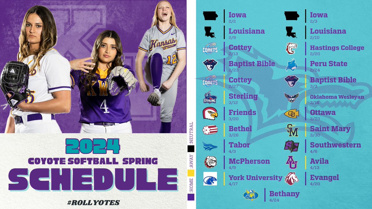 KWUSoftball's tweet photo. It’s that time, MARK YOUR CALENDARS ☑️
Here’s a look at our 2024 Varsity Schedule 💜 We’ll see you there! https://t.co/NEqrRMVFdW