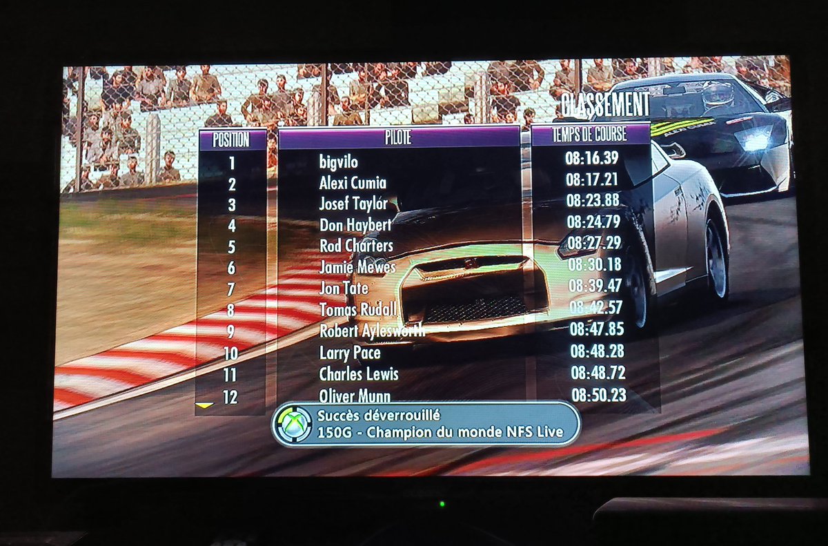 real_bigvilo's tweet image. #NeedForSpeedShift fini sur #Xbox360. Pour un #NFS orienté simu, je m'attendais à pire, mais finalement de bonnes sensations (si on oublie les voitures qui volent lors de certains gros contacts) et de petits défis en course pour donner plus d'intérêt.