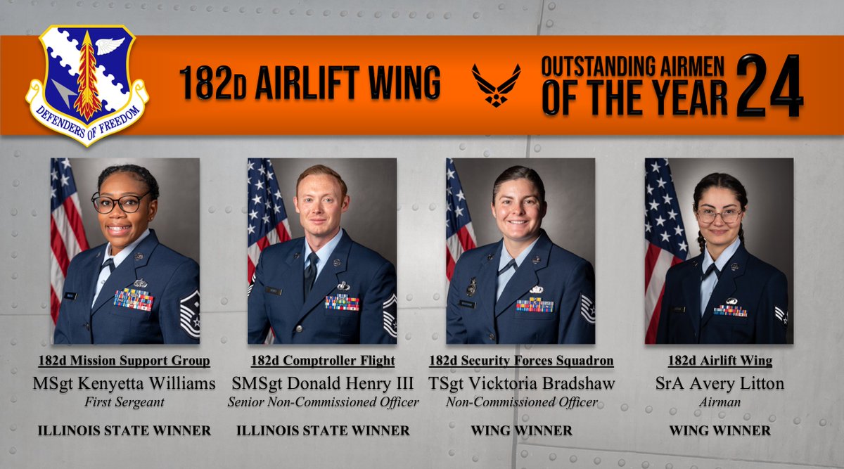 Congratulations to our 2024 <a href="/the182AW/">182nd Airlift Wing</a> Outstanding Airmen of the Year!