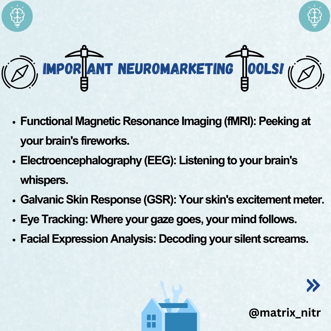 matrix_nitr's tweet photo. Neuromarketing is like a backstage pass to our brains. Picture brain detectives using high-tech scans to reveal why we love certain ads. It's the art of making connections that speak directly to our brains, creating a personalized shopping and advertising experience!
#Marketing https://t.co/vQRNhRQLDP